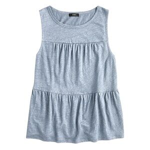 J. Crew Light Gray Linen Tiered Loose Fit Tank Top Size XS